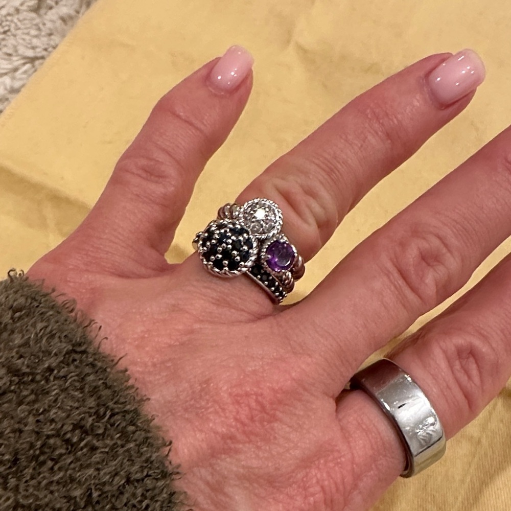 Elegant Silver and Purple Women's Ring